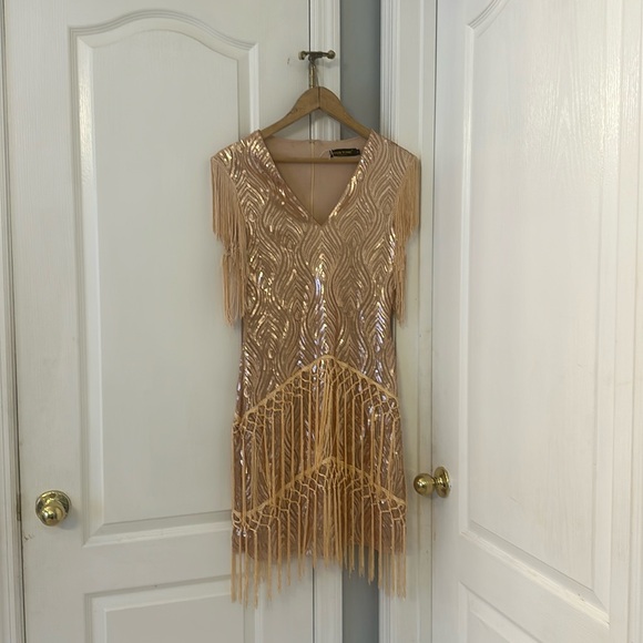 BABEYOND Women's Flapper 1920s VNeck Beaded Fringed. - Picture 2 of 13